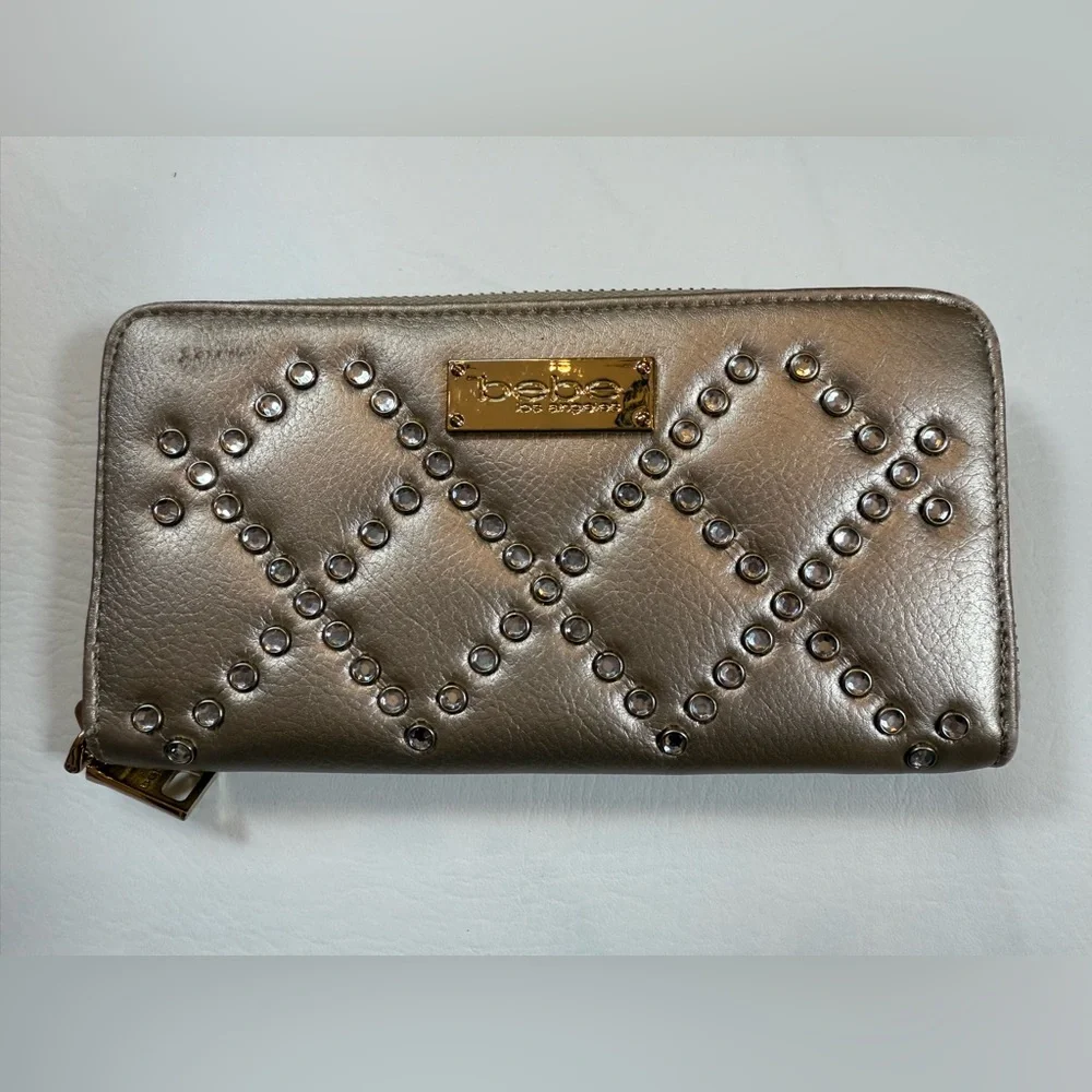 BEBE studded silver wallet (blemish on corner)